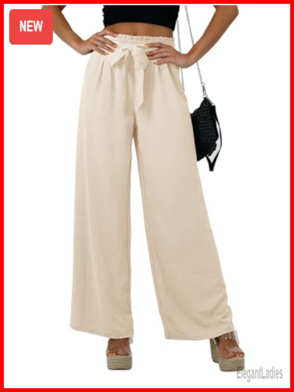 Wide Leg High Waisted Palazzo Pants Loose Flowy Beach Casual